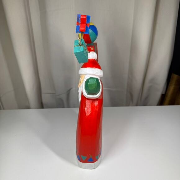 Wooden Santa Juggling Presents at Christmas Figurine Cottage - Picture 2 of 9